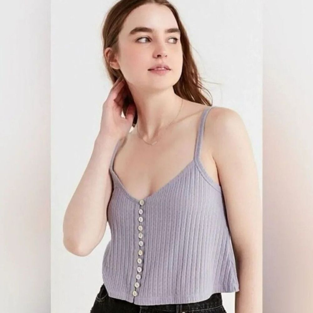 Urban Outfitters Ribbed Button Front Cami Crop Tank Top XS